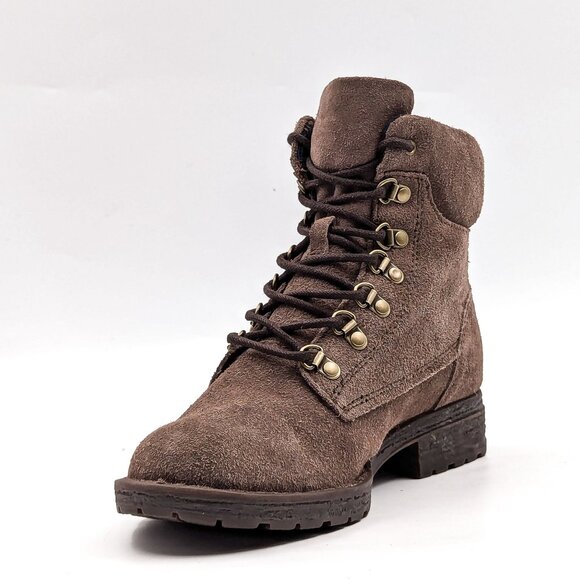 Born Women Codi Taupe Suede Lace-up Combat Boots size 6.5 - Picture 2 of 11